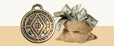Amuleto de monedas para dinero y suerte. 